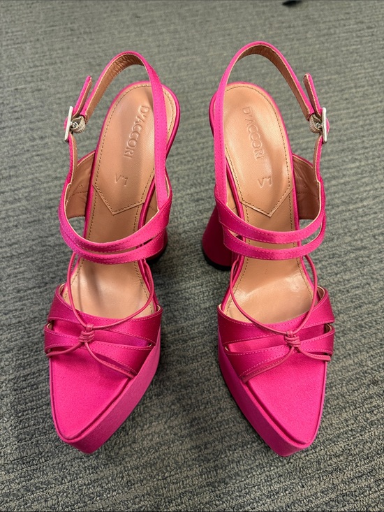 d’accori Shoes - Fuchsia Satin Slingback Pointed-Toe Heels